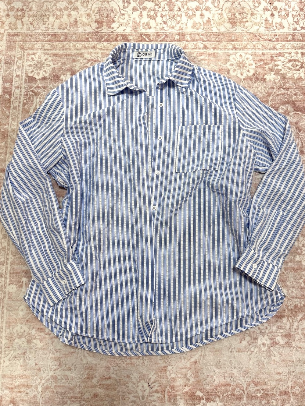 Cupshe 🩵 Striped Long Sleeve Cover Up Top - Picture 2 of 13